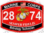 STICKER USMC MOS 2874 Metrology Technician   ooo   USMC Lisc 20187