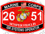 STICKER USMC MOS 2651 ISR Systems Operator   ooo   USMC Lisc 20187