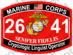 STICKER USMC MOS 2641 Cryptologic Linguist Operator   ooo   USMC Lisc 20187