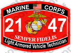 STICKER USMC MOS 2147 Light Armored Vehicle Technician   ooo   USMC Lisc 20187