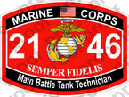 STICKER USMC MOS 2146 Main Battle Tank Tech   ooo   USMC Lisc 20187