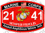 STICKER USMC MOS 2141 AAV TECH   ooo   USMC Lisc 20187
