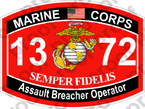 STICKER USMC MOS 1372 Assault Breacher Operator   ooo   USMC Lisc 20187