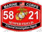 STICKER USMC MOS 5821 Criminal Investigation Agent   ooo   USMC Lisc 20187