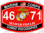 STICKER USMC MOS 4671 COMBAT VIDEOGRAPHER   ooo   USMC Lisc 20187