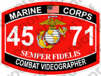 STICKER USMC MOS 4571 COMBAT VIDEOGRAPHER   ooo   USMC Lisc 20187