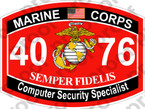 STICKER USMC MOS 4076 Computer Security Specialist   ooo   USMC Lisc 20187