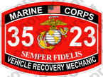 STICKER USMC MOS 3523 VEHICLE RECOVERY MECHANIC   ooo   USMC Lisc 20187