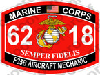 STICKER USMC MOS 6218 F35B MECHANIC   ooo   USMC Lisc 20187