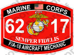 STICKER USMC MOS 6217 FA 18 AIRCRAFT MECHANIC   ooo   USMC Lisc 20187