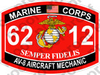 STICKER USMC MOS 6212 AV8 AIRCRAFT MECHANIC   ooo   USMC Lisc 20187