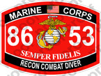 STICKER USMC MOS 8653 RECON COMBAT DIVER   ooo   USMC Lisc 20187