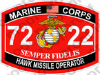 STICKER USMC MOS 7222 HAWK MISSILE OPERATOR   ooo   USMC Lisc 20187