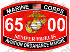 STICKER USMC MOS 6500 AVIATION ORDANANCE MARINE   ooo   USMC Lisc 20187