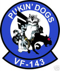 STICKER USN VF 143 FIGHTER SQUADRON PUKIN DOGS