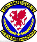 STICKER USAF 100th Comptroller Squadron Emblem