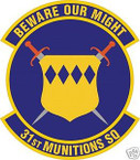 STICKER USAF  31ST MUNITIONS SQUADRON