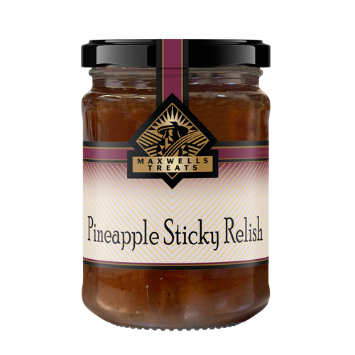 Pineapple Sticky Relish
Rich Australian Pineapples with sticky sweetness and asian spice. 
Made by Maxwell's Treats
Australian owned and operated. 