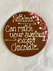 Custom message giant chocolate speckle.