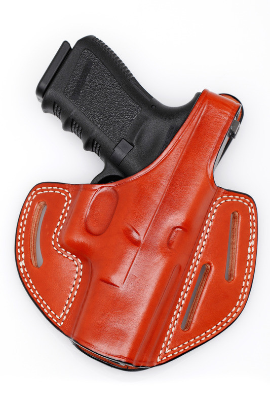 3 Slot Pancake OWB Leather Gun Belt Holster Fits S&W Shield Glock Springfield XD 3 Slot Pancake OWB Leather Gun Belt Holster Fits S&W Shield Glock Springfield XD