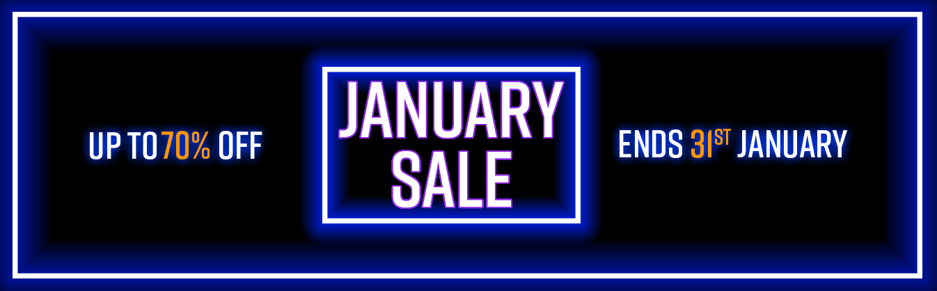 January Sale. Up to 70% off. Starts 26th December. Ends 31st January Midnight.