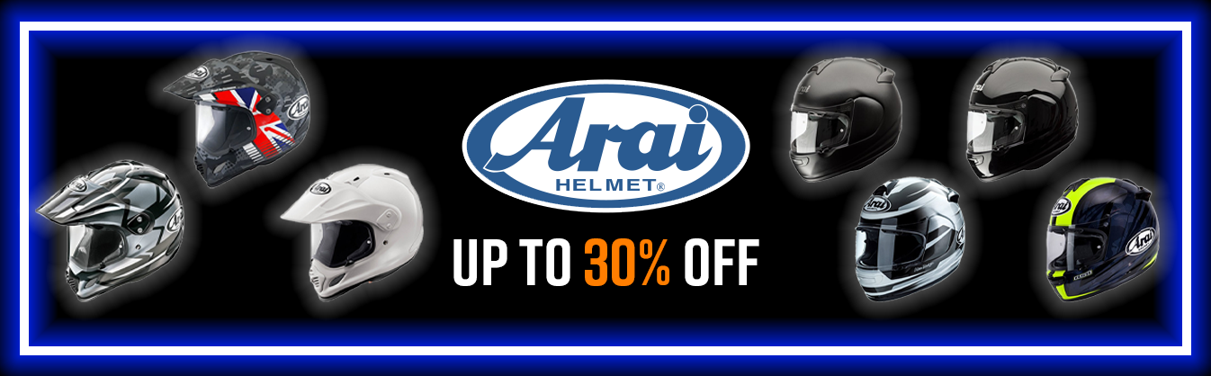 Arai Helmets. 30% Off Select helmet colours and Sizes.