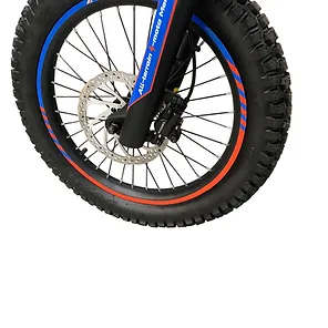 Revvi 18" Electric Balance Bike - Front Wheel Closeup - Red