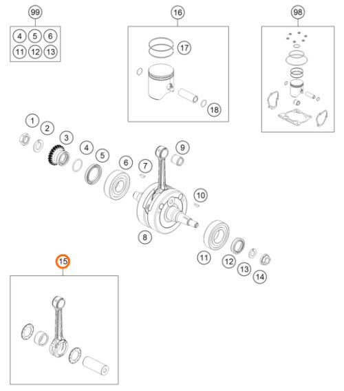 Genuine Con Rod Kit SX/TC/MC 125 2016 - 2023