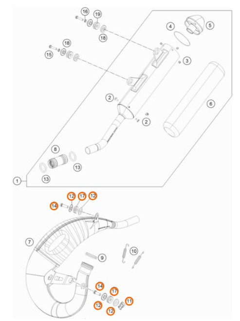 KTM OEM FRONT EXHAUST FIXING PACK