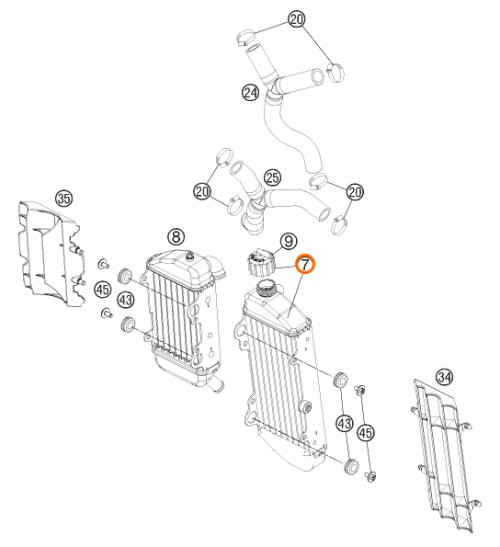 KTM OEM RADIATOR L/S 85 SX 2013 - 2017 (47135007000)