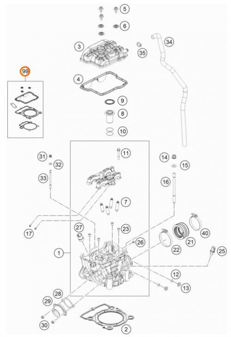 KTM OEM Cylinder Gasket Set SX-F/FC 350 16> and EXC-F/FE 350 17> (79330097000)