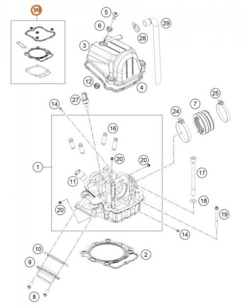 KTM OEM Cylinder Gasket Set SX-F/FC 450 16> and EXC-F/FE 450/500 17> (79430097100)