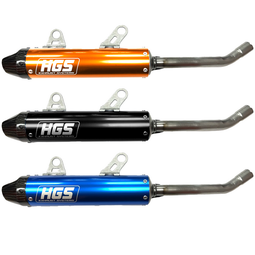 HGS | Exhaust Silencer with Carbon Tip | SX/TC 125 | 2019 - 2022, MC125 2021 - 2023 | Orange, Blue, Silver Or Black