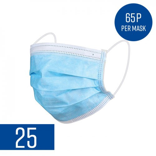 Disposable Protective Face Masks (Pack of 25) 