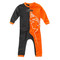 KTM Baby Radius Pajamas Front
Design: Black and orange vertical striped design. Black on left, Orange on right with KTM outlined logo on the front of the body.