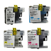 Compatible Brother LC203 Set of 4 Ink Cartridge Includes: 1 LC203BK, 1 LC203C, 1 LC203M, 1 LC203Y- Replacement Ink Catridge for MFC-J4320DW, MFC-J4420DW, MFC-J4620DW, MFC-J5520DW, MFC-J5620DW, MFC-J5720DW