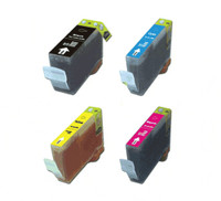Compatible Canon PGI-9 Set of 4 Ink Cartridges: 1 each of Black, Cyan, Yellow, Magenta