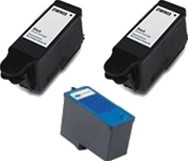 Remanufactured Dell Series 7 Set of 3 High Yield Ink Cartridges: 2 Black & 1 Color