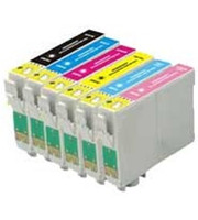 Remanufactured Epson Artisan 50 - Set of 6 Ink Cartridges: 1 each of Black, Cyan, Yellow, Magenta, Light Cyan, Light Magenta