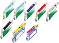 Remanufactured Epson Stylus Phoro R1800 Set of 8 Ink Cartridges: 1 each of Gloss Optimizer, Photo Black, Cyan,Magenta, Yellow, Red, Matte Black, Blue
