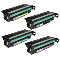 Remanufactured HP Color LaserJet CP4025, CP4525 Series - Set of 4 Laser Toner Cartridges: 1 each of Black, Cyan, Yellow, Magenta