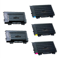 Toner Cartridges Compatible with Samsung CLP-500, CLP-550 Series - Set of 5 Laser Toner Cartridges
