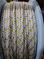Rope 4mm Single Braid - Polyester White with yellow/blue fleck (per metre)