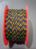 Rope 2mm Double Braid - Polyester - Black with yellow/red fleck (per metre)