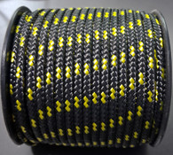 Rope 3mm  Double Braid - Polyester - Black with yellow fleck (per metre)