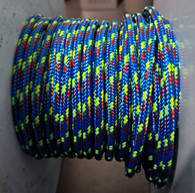 Rope 3mm Double Braid - Dyneema - Blue with yellow and red fleck (per metre)
