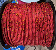 Rope 4mm  Double Braid - Vectran - Red with black and yellow fleck (per metre)
