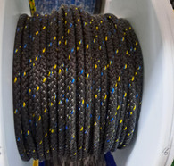Rope 6mm Single Braid - Polyester - Black with yellow/blue fleck (per metre)