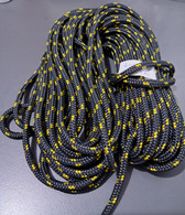 Off cut - 6mm Double braid - polyester - Black with yellow fleck 17.50m