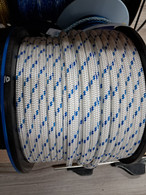 Rope 8mm Double Braid - Polyester White with blue fleck (per metre)